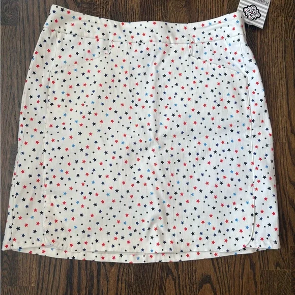 Kate Park Patriotic USA 4th of July America Red White Blue Star Skirt Skor - Picture 1 of 8